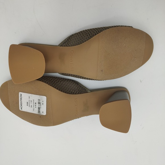 Open Edit Womens Size‎ 11M Olive Green Mesh Block Heel Mules Slides Open Toe - Picture 8 of 10